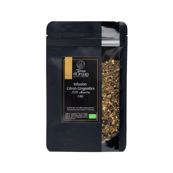 Infusion CBD bio citron gingembre au chanvre pour une énergie naturelle