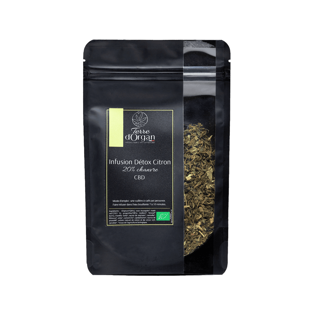 Infusion CBD bio détox citron au chanvre pour une fraîcheur purifiante
