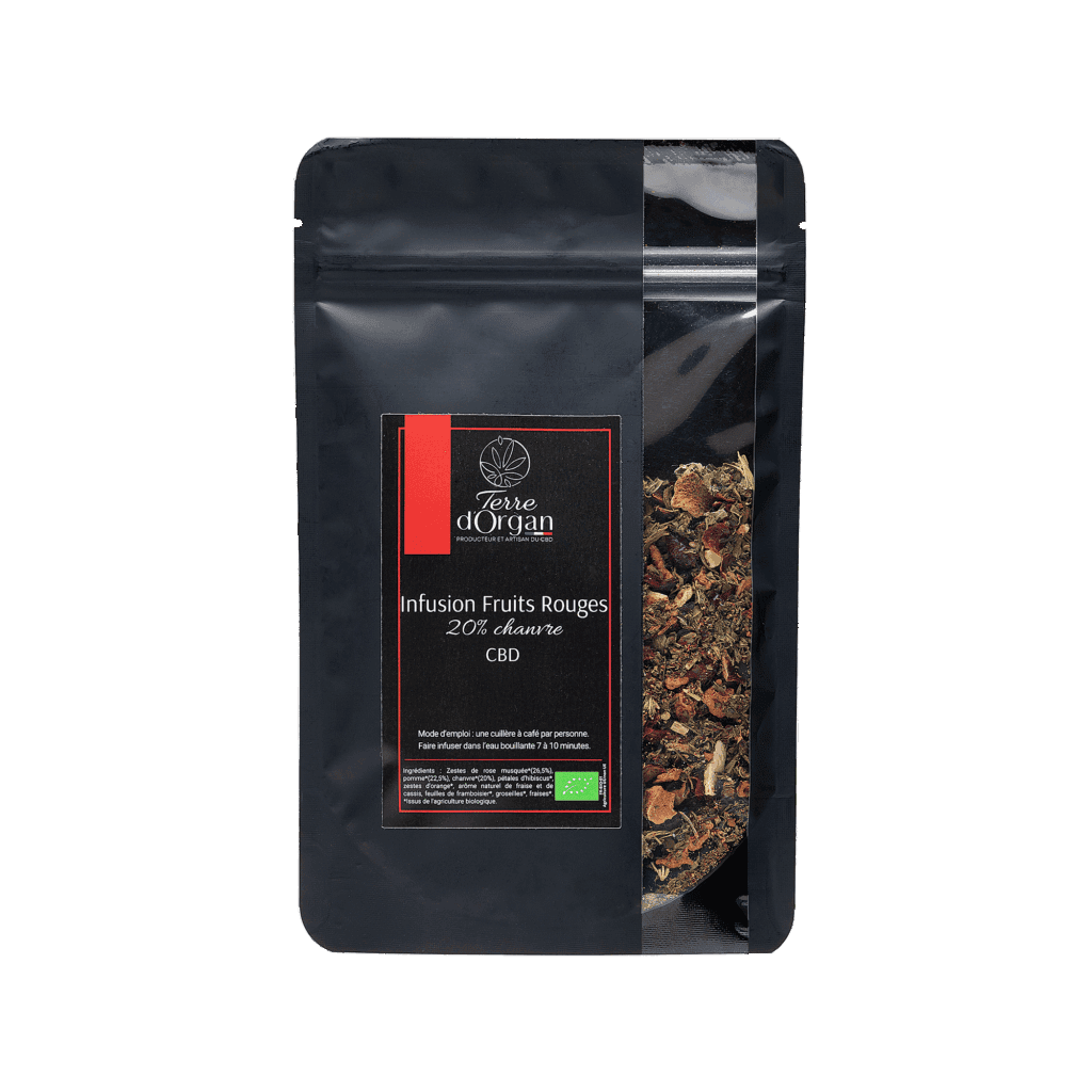 Infusion CBD bio aux fruits rouges et chanvre pour une pause gourmande