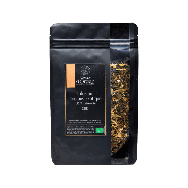 Infusion CBD bio rooibos exotique au chanvre pour une pause ensoleillée