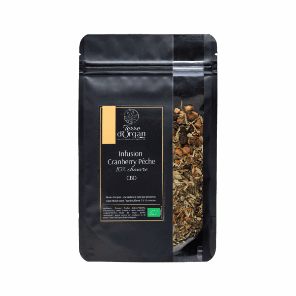 Infusion CBD bio cranberry pêche au chanvre pour une douceur fruitée
