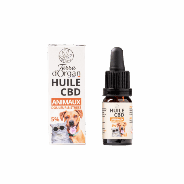 Flacon d’huile CBD 5% pour animaux – bien-être naturel